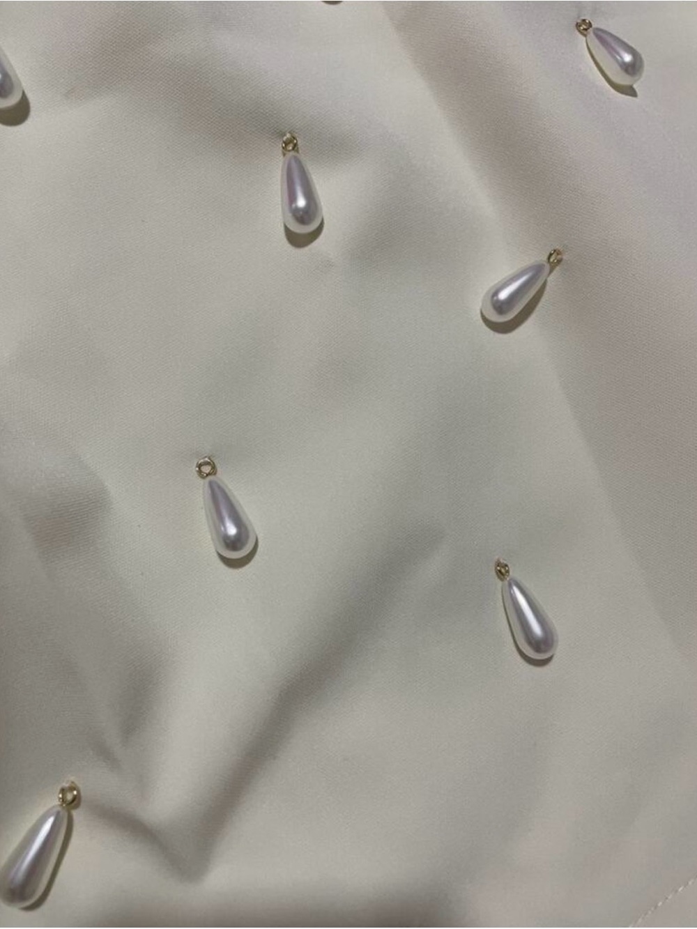 Strapless Cream Mini Dress with pearls Detail - Picture 5 of 5
